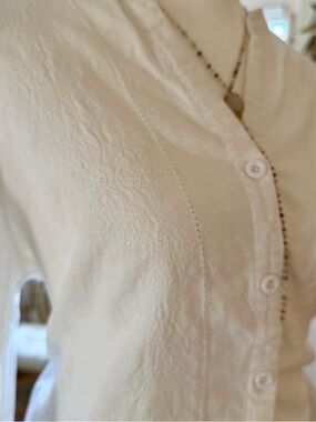 White Stag Linen Cotton White Embroidered Button Beach Spring Blouse Women’s L